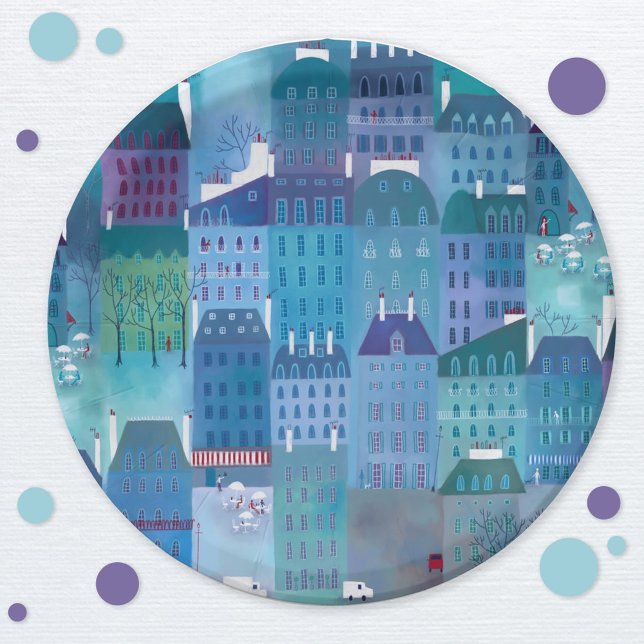 Assiettes En Carton Paris Art (Paris cityscape art paper plate)