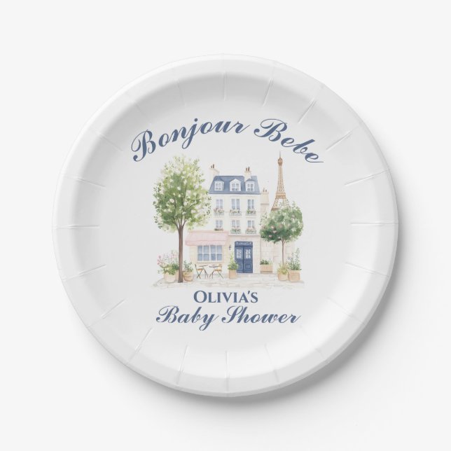 Assiettes En Carton Paris Baby Shower Parisian Cafe Tea Party (Devant)