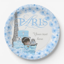 Assiettes En Carton Paris Baby shower Plaques en papier Ethnic Boy Bab