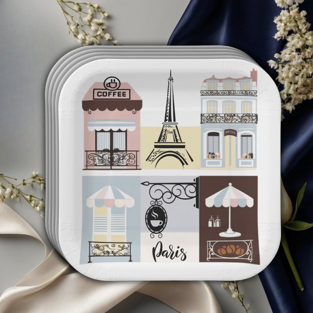 Assiettes En Carton Paris Café Patisserie Baby shower (Créateur téléchargé)