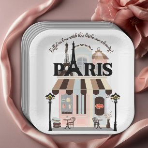 Assiettes En Carton Paris Eiffel en amour Baby shower Café français