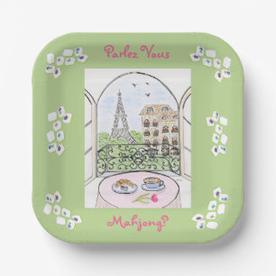 Assiettes En Carton Paris et tour Eiffel fantaisistes PARLONS MAHJONG
