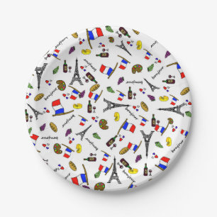 Assiettes En Carton Paris Thème Français Cartographié Plaques Papier