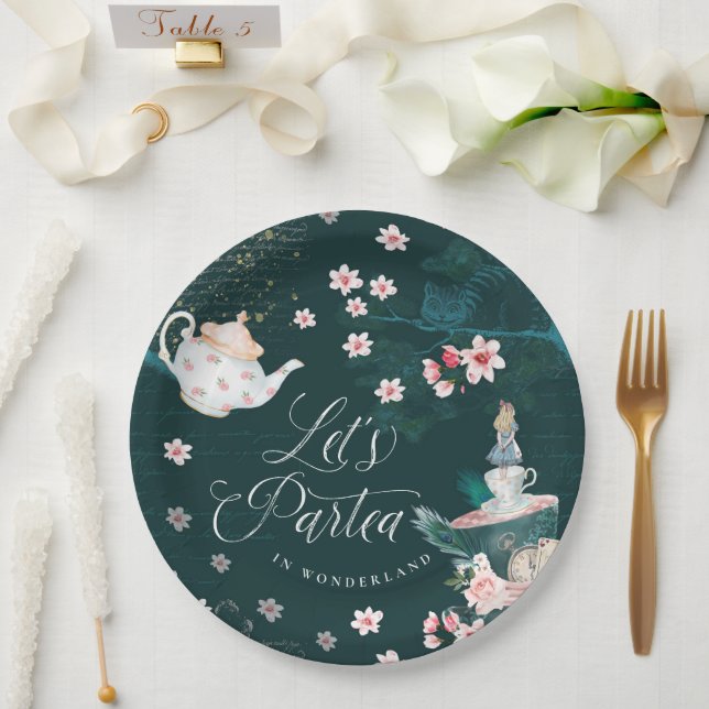 Assiettes En Carton Partea In Wonderland magique Imaginaire Collage (Mariage)