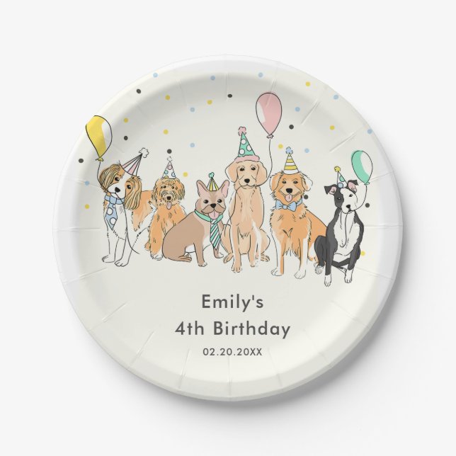 Assiettes En Carton Parti Anniversaire de enfant Chien de Chien de Chi (Devant)