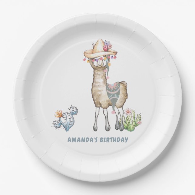 Assiettes En Carton Parti Anniversaire de enfant de Llama (Devant)