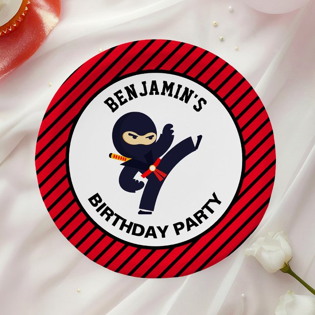 Assiettes En Carton Parti Anniversaire de enfant guerrier de Cute Ninj (Créateur téléchargé)