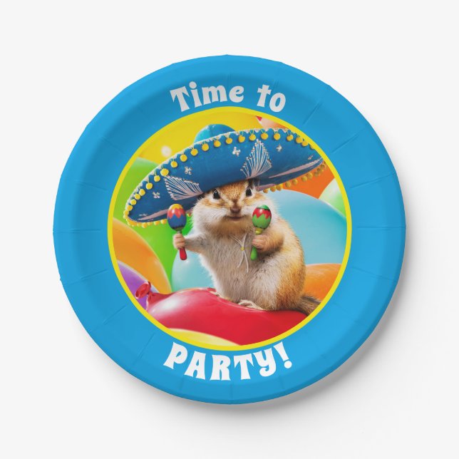 Assiettes En Carton Parti Chipmunk De Sombrero (Devant)