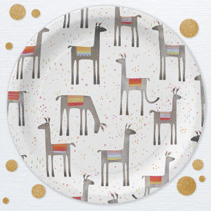 Assiettes En Carton Parti Cute Llama Alpaca