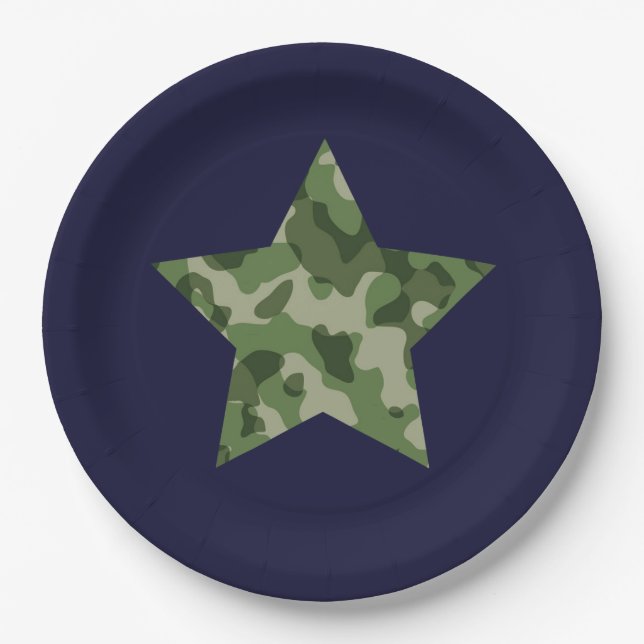 Assiettes En Carton Parti d'anniversaire militaire de l'armée (Devant)