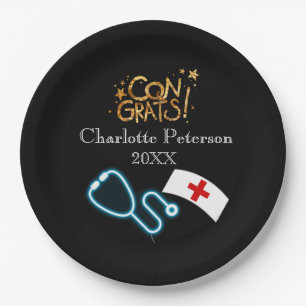 Assiettes En Carton Parti de graduation des infirmières noires moderne