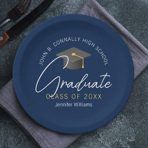 Assiettes En Carton Parti de graduation sur mesure de la Marine modern