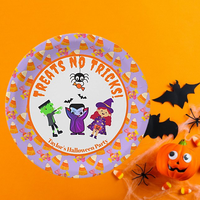 Assiettes En Carton Parti de l'Halloween Anniversaire de enfant mignon (Cute Kids Birthday Halloween Party. Easy to personalize.)