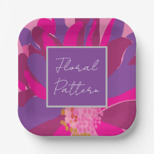 Assiettes En Carton Parti de motifs floraux rose pourpre