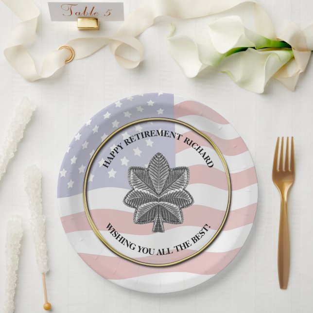 Assiettes En Carton Parti de retraite militaire personnalisé (Mariage)