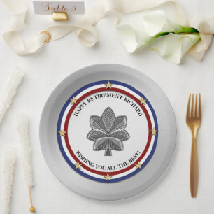 Assiettes En Carton Parti de retraite militaire personnalisé