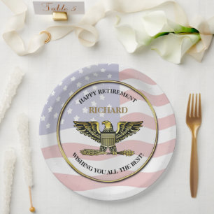 Assiettes En Carton Parti de retraite militaire personnalisé