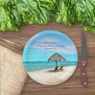 Assiettes En Carton Parti de retraite Plage tropicale personnalisée