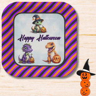 Assiettes En Carton Parti Dino-Mash d'Halloween