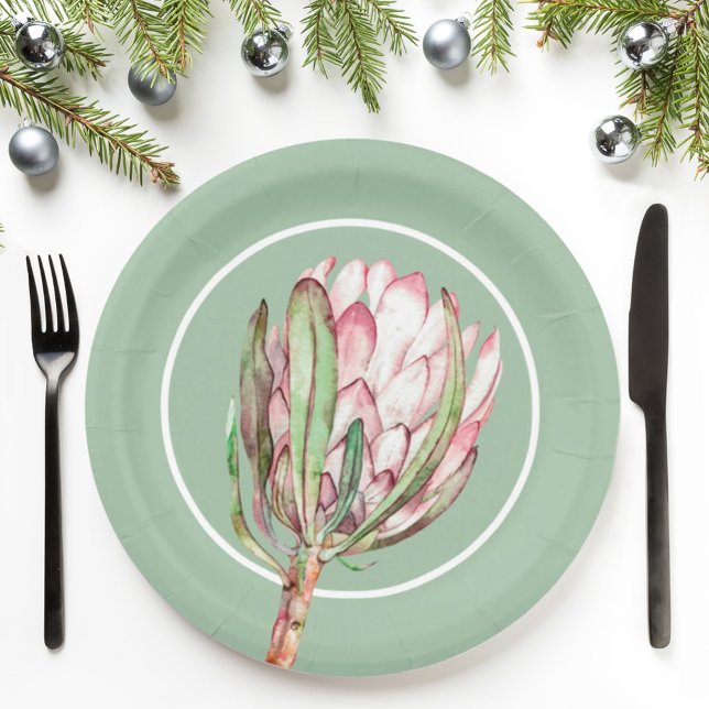 Assiettes En Carton Parti floral Pink Pink Tropical (Créateur téléchargé)