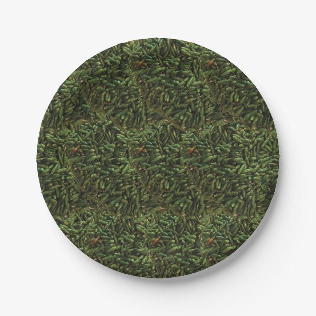 Assiettes En Carton Parti Motif de poivrons verts (Devant)