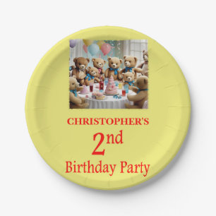 Assiettes En Carton Parti Nounours du 2e anniversaire