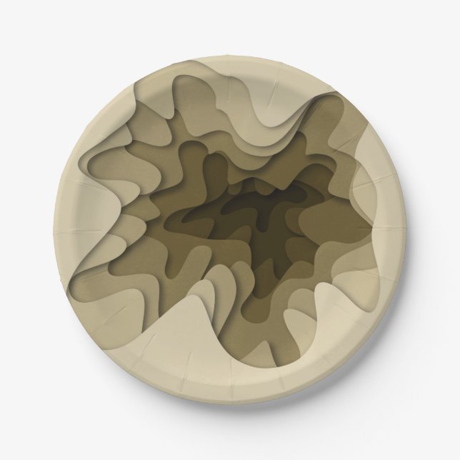 Assiettes En Carton Parti Ombre Sepia Waves unique et élégant (Devant)