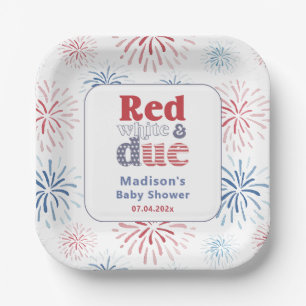 Assiettes En Carton Parti Patriotique Rouge Blanc dû Baby shower