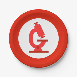 Assiettes En Carton Parti scientifique du microscope rouge