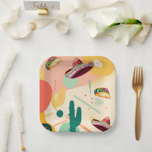 Assiettes En Carton Parti Tacos et Sombreros