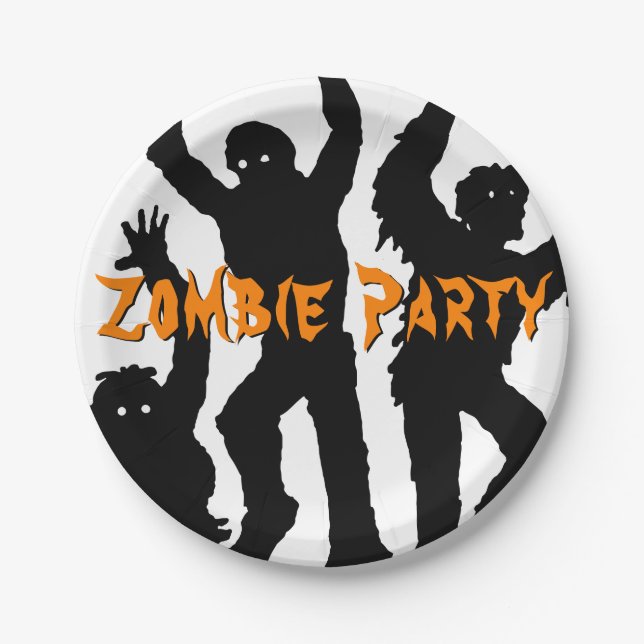 Assiettes En Carton Parti Zombie d'Halloween (Devant)