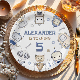 Assiettes En Carton Partie Anniversaire de enfant de robots mignonnes