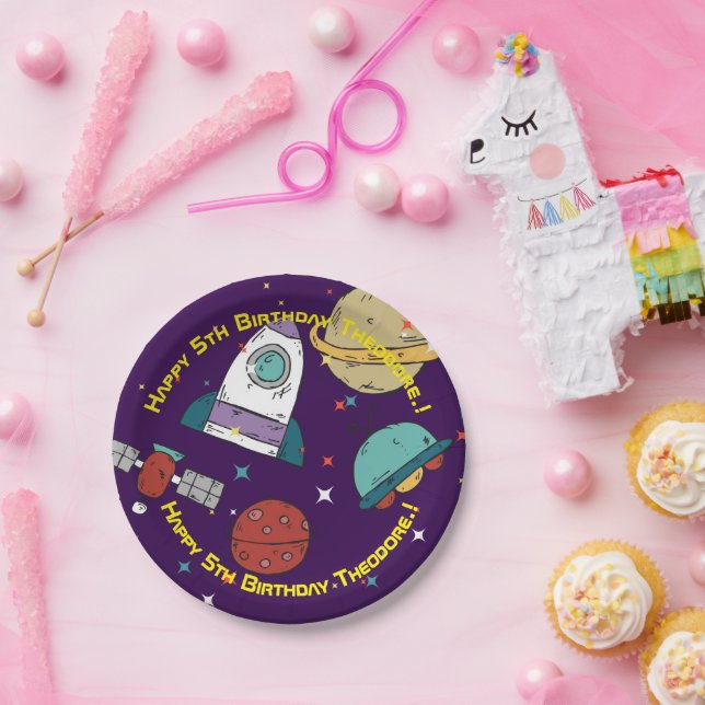 Assiettes En Carton Partie d'anniversaire de l'espace extra-atmosphéri (Fête)