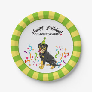 Assiettes En Carton Partie de chien de rottweiler de joyeux