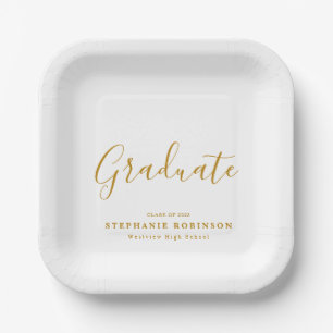 Assiettes En Carton Partie de graduation de script or simple moderne