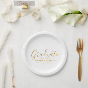 Assiettes En Carton Partie de graduation de script or simple moderne