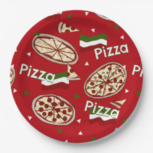 Assiettes En Carton Partie de pizza ? PLAQUES À PAPIER