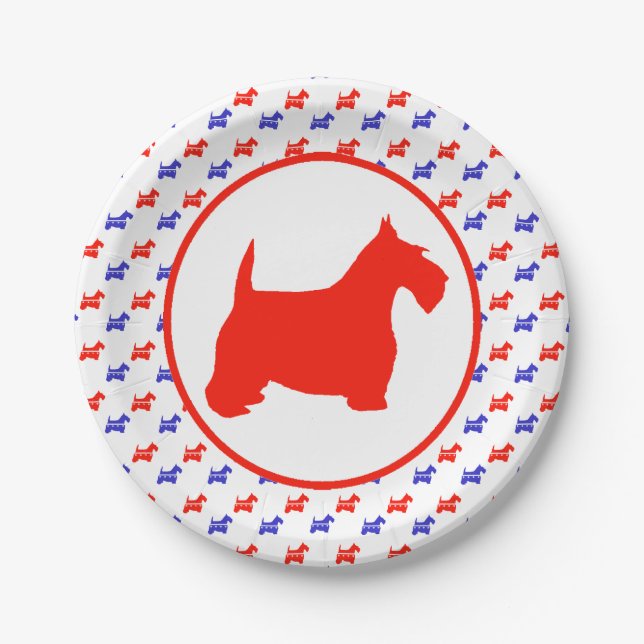 Assiettes En Carton Partie de Terrier d'écossais (Devant)