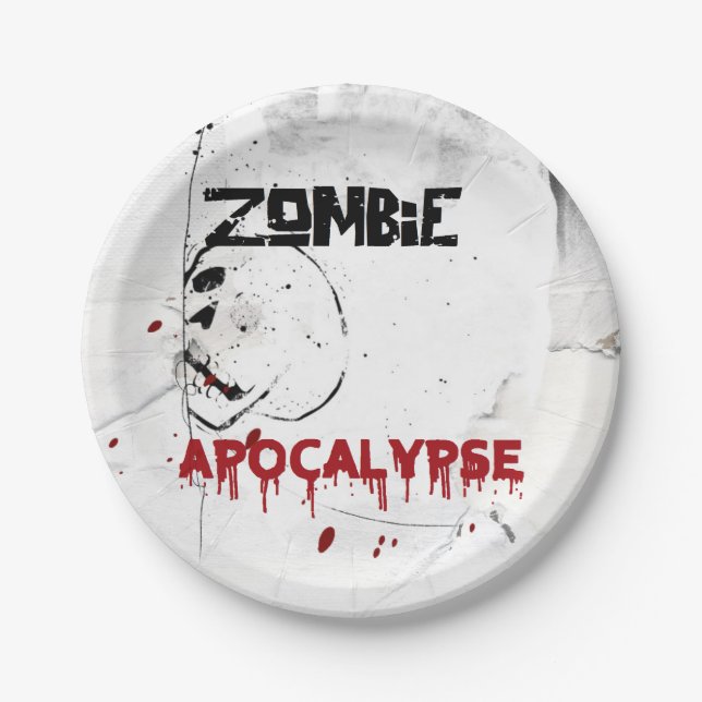 Assiettes En Carton Partie de thème d'apocalypse de zombi (Devant)