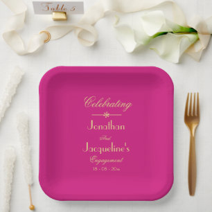 Assiettes En Carton Partie d'engagement Script classique élégant Magen