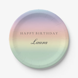 Assiettes En Carton Partie en pastel élégante de joyeux anniversaire