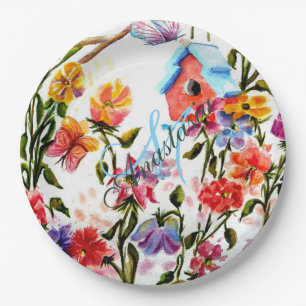 ASSIETTES EN CARTON PARTIE LUNATIQUE DE MONOGRAMME DE MAISON D'OISEAU