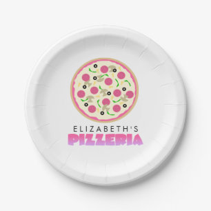 Assiettes En Carton Partie rose et pourpre de pizza