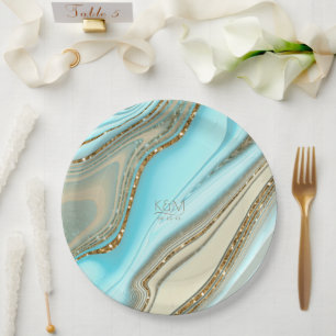 Assiettes En Carton Parties scintillant Abstraite Strata Mariage ID903