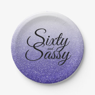 Assiettes En Carton Parties scintillant bleue Ombre 60 et Sassy 60e an