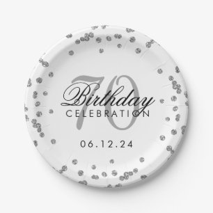 Assiettes En Carton Parties scintillant d'anniversaire en argent Confe