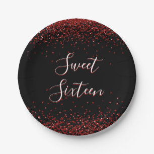 Assiettes En Carton Parties scintillant de coeur rouge Étincelle Sweet