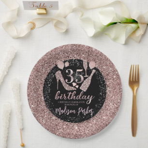 Assiettes En Carton Parties scintillant de luxe personnalisée 35e anni