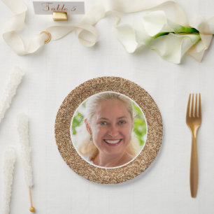 Assiettes En Carton Parties scintillant d'or photo Anniversaire
