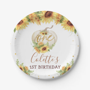 Assiettes En Carton Parties scintillant d'or Tournesol Citrouille 1ère